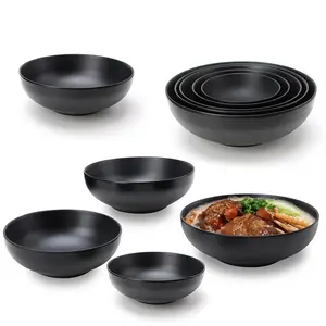 Melamine Bowls 7.5-inch Pasta Bowls Salad Bowl Black