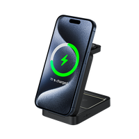 Chargeur magnétique sans fil 15W 3 en 1, support de chargeur Qi pliable pour montre intelligente, écouteurs, écouteurs pour iPhone