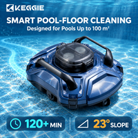 Nettoyeur de piscine robotique compact en gros, certifié CE FCC RoHS, pour l'entretien du fond de piscine, avec panier de 2,5 L, 365x310x170 mm