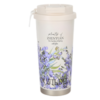 Gobelet personnalisé 17oz/500ml à double paroi en acier inoxydable isolé sous vide conception de fleurs nouvelle tasse à café portable pour filles pour le camping