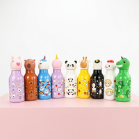 Couverture de gourde sport réutilisable en plastique alimentaire, motif animaux de dessin animé mignons, design personnalisé transfrontalier pour enfants, plusieurs couleurs disponibles
