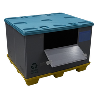 Palettes en plastique recyclables pliables renforcées Polyreflex, empilables, emboîtables, avec couvercle, pour le stockage en entrepôt de gros volumes