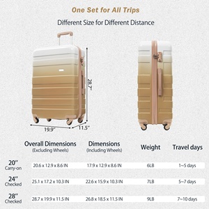 Ready Stock in USA Free Shipping Luggage Sets ABS 3pcs(20/24/28) Spinner Wheels Suitcase with TSA Lock Support <b>Dropshipping</b> - Product Image 2