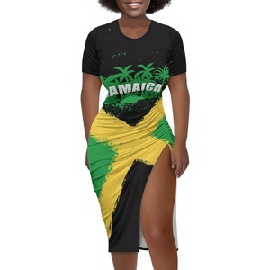 green emerald velvet dress Jamaica Flag Printed Women Summer Sleeveless Long Dress Reggae Style E   Mega Mart Center