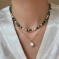 Delicado Collar de Perlas de Aventurina Verde, Regalo para Mujer, Gargantilla de Perlas de Concha para Mujer, Joyería
