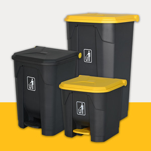 Foot-operated plastic recycling <b>bins</b> for schools and communities, 60L, four-color sorting for masks. - Product Image 3