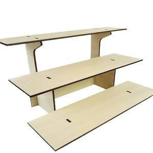 Étagère simple en bois à plusieurs niveaux, 3 étages, de type rectangulaire, sans perçage, couleur bois naturel, écologique, type échelle - Product Image 1