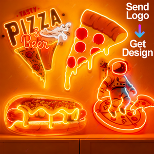 Letrero de Neón Personalizado con Logotipo de Pizza, Letrero de Neón Retro Personalizado para <span class=keywords><strong>Pizzería</strong></span>, Letrero de Neón LED de Pared Interior con Intensidad Regulable - Product Image 1