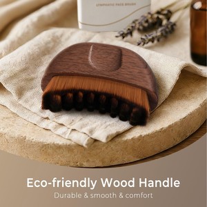 Nouvelle brosse de <span class=keywords><strong>maquillage</strong></span> professionnelle de haute qualité 2026, en poils synthétiques doux et vegan, pour le contour du visage et le drainage lymphatique, avec manche en noyer - Product Image 5