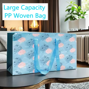 カスタム再利用可能ポリプロピレン製トートショッピングバッグ 中サイズ 大きめ 防水食料品バッグ ロゴ入りPP織りトートバッグ ギフト用 - Product Image 6