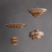 Nouveau Lustre Rétro Américain de Luxe en Verre Ambré 2026 pour Villa, Salon, Chambre Créative, Hôtel - Suspension Circulaire Décorative