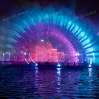 Fontaine à projection laser sur écran d'eau, diffusion de brume, imagerie, lieux en bord de mer, installation sur site