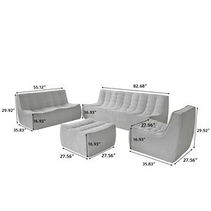 VOXHOME ABD'de Stokta Vakumlu Sıkıştırılmış Kanepe Gri 1 <span class=keywords><strong>2</strong></span> 3 Kişilik Şönil Keten Karışımlı Kumaş Waffle Kanepe Koltuk Takımı - Product Image 5