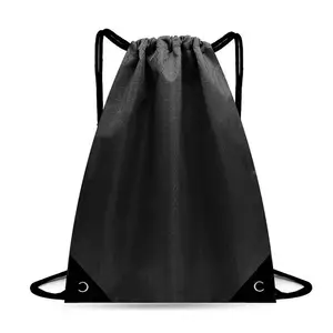 Custom Black Gym Good Quality Draw String Mountain Design Waterproof Outdoor Travel Hiking Sport Backpack Bag for Men Women