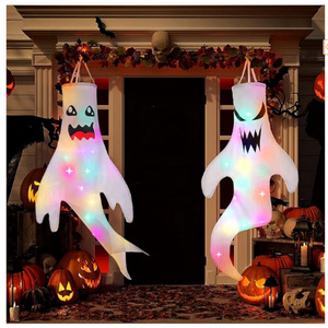 Halloween LED suspendus fantôme festif Windsocks décor lieu mise en page accessoires suspendus chaîne lumières colorées décoration extérieure - Product Image 2