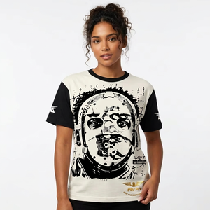 Ensemble T-shirt et short en jersey tricoté à col rond, style décontracté, avec lettres, unisexe, 100% coton, coupe oversize, respirant, Hell High Street Fashion - Product Image 1
