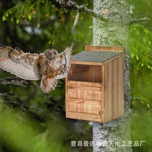 Nido de madera para búhos, colgante para exteriores, comedero, casa de pájaros de madera, caja de cría, nido para colibríes, nido para pájaros - Product Image 3