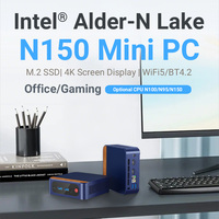 Conception de tissu de Grain de bois Mini PC Support 360 refroidissement double 4K Cpu N150 Stock DDR4 16GB ordinateur industriel PC sans ventilateur Mini Pc
