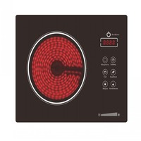 Kompor listrik jenis atas meja keramik, kompor listrik kaca Satin dalam kontrol Sensor sentuh hitam, kompor tanam Timer