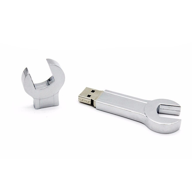 High Quality Eco-Friendly Metal Wrench USB Flash Drive Silver Custom Logo USB Key High Capacity Memory Stick Corporate Gift