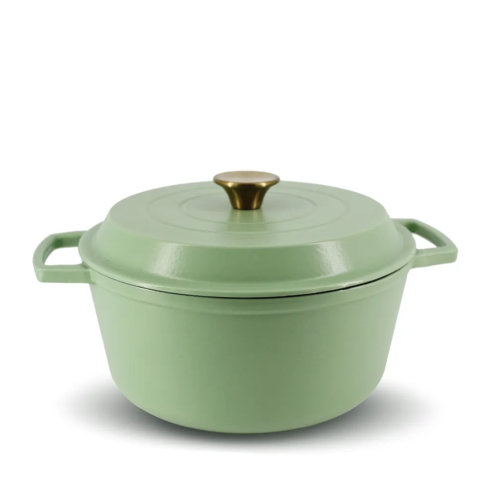 Bright Houseware Wholesale Custom Coookware Light Green Color 26cm Dutch Oven Casserole Cast Iron Enamel Cooking Pot
