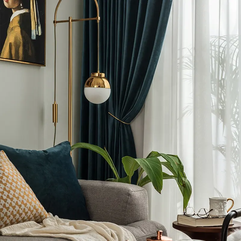 Monad pronto para medir cortinas de tecido de veludo, super macias holland dutch para a sala de estar