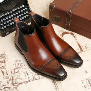 <span class=keywords><strong>Botas</strong></span> <span class=keywords><strong>de</strong></span> cuero genuino <span class=keywords><strong>de</strong></span> caña alta para <span class=keywords><strong>hombre</strong></span>, estilo británico, con punta y grabados, formales <span class=keywords><strong>de</strong></span> negocios, novedad 2026 - Product Image 4