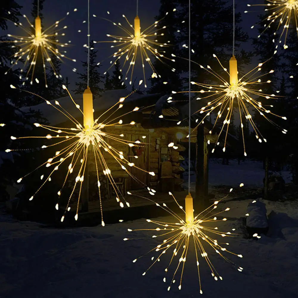 เทศกาลแขวนดาวกระจายสตริงไฟดอกไม้ไฟทองแดงนางฟ้าพวงมาลัยไฟคริสต์มาสสำหรับกลางแจ้ง