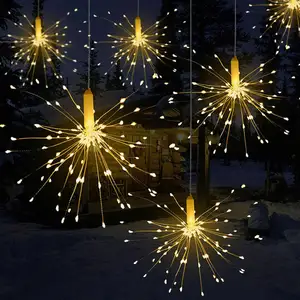 节日悬挂 Starburst 字符串灯烟花铜仙女花环圣诞灯为户外