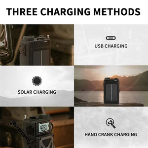 วิทยุพลังงานแสงอาทิตย์แบบมือหมุน รับสัญญาณหลายย่านความถี่ AM FM SW WB พร้อมแบตเตอรี่สำรอง 4000mAh กันน้ำ - Product Image 3