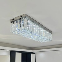 Lustre rectangulaire moderne en cristal pour salon et salle à manger, luminaires en boules de cristal, plafonnier dimmable, lustres de luxe
