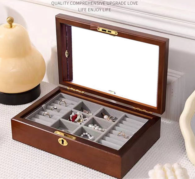 วอลนัท + กระจก + ล็อค