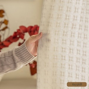 Zstarr sang trọng vải lanh trắng Bảng điều khiển cửa sổ tùy chỉnh tuyệt Rèm Cửa Pháp <span class=keywords><strong>Country</strong></span> khách sạn cafe Waffle jacquard trang trí pháp <span class=keywords><strong>Country</strong></span> - Product Image 2