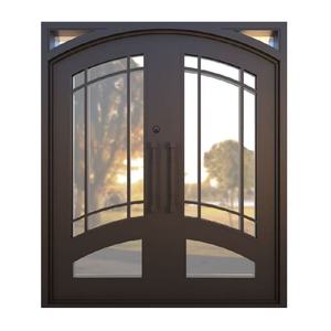 Portes <span class=keywords><strong>d</strong></span>'<span class=keywords><strong>entrée</strong></span> doubles en fer forgé sur mesure de haute qualité avec fibre de verre pour la sécurité de l'<span class=keywords><strong>entrée</strong></span> principale des villas et des maisons - Vente chaude - Product Image 6