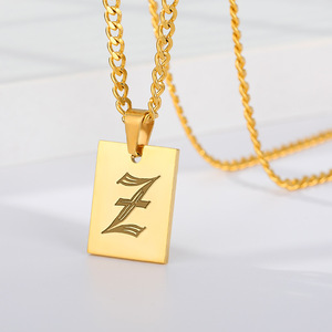 Nouvelle Chaîne de Lien Cubain <span class=keywords><strong>Initiale</strong></span> Vieil Anglais Lettre Pendentif Collier 24K Plaqué <span class=keywords><strong>Or</strong></span> Collier <span class=keywords><strong>En</strong></span> Acier Inoxydable <span class=keywords><strong>En</strong></span> Gros - Product Image 4