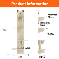 Étagère murale en bois personnalisée pour chat, arbre à chat avec poteau à gratter en sisal, aire de jeux intérieure pour chat