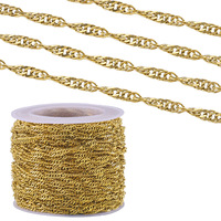 Venta al por mayor de acero inoxidable Twist Rope Chain Link 18K PVD chapado en oro hipoalergénico hallazgos de joyería para la fabricación de pulseras de collar