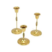 Conjunto de 3 velas personalizadas, conjunto de 3 vintage dourado europeu personalizado ferro casamento metal suporte de vela