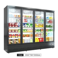 Congélateur vertical à porte vitrée à fermeture automatique, 4 portes, avec réfrigérant R134a/R404a/R290a pour épicerie/supermarché