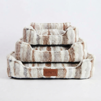 Coussin de luxe pour chien en sherpa teint en fil, entièrement amovible et lavable, canapé pour animaux de compagnie en velours flocon de neige composite doux, coussin pour chat