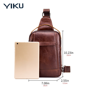Bolsa Mensageiro Unissex de Couro Genuíno YIKU, Moda, Impermeável, Antifurto, Sling com Carregamento USB, Zíper Vintage para Viagens - Product Image 2
