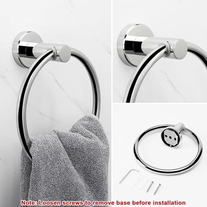 Support mural rond chromé pour serviettes, porte-serviettes moderne pour hôtel, villa, appartement - Product Image 5