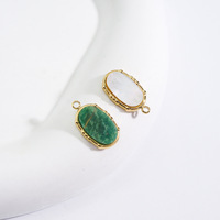 Pendentif en pierre naturelle à facettes avec breloque géométrique en acier inoxydable Delicate16.5 * 9.5mm pour la fabrication de bijoux