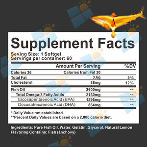 อาหารเสริมน้ำมันปลาทะเลน้ำลึกฮาลาลแบบแคปซูลนิ่ม OEM/ODM/OBM โอเมก้า <span class=keywords><strong>3</strong></span> 18/12 แคปซูลน้ำมันปลาโอเมก้า <span class=keywords><strong>3</strong></span> เสริมสร้างภูมิคุ้มกัน - Product Image 2