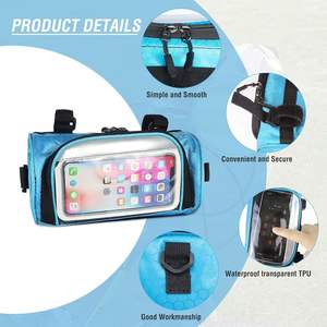 Bolsa Delantera para Bicicleta Negra Impermeable de Moda, Bolsa para Manillar de Bicicleta con Cubierta Impermeable, Bolsa de Ciclismo Portátil de Gran Capacidad - Product Image 3