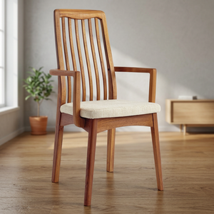 Fauteuil de salle à manger en bois pas cher, style mid-century modern, avec structure en bois massif, design confortable pour une utilisation à domicile, meubles de salle à manger - Product Image 2