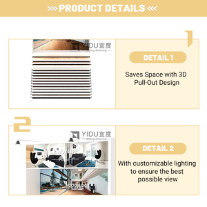 Недорогая, прочная деревянная напольная выставочная стойка на колесиках для розничных магазинов, демонстрационный стеллаж из дерева и мрамора - Product Image 3