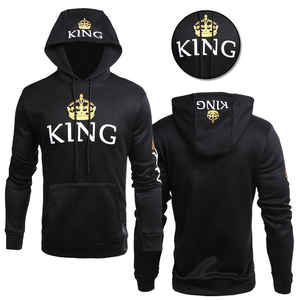 Sudaderas con capucha de sport para parejas, estampado de letras <span class=keywords><strong>King</strong></span> y Queen - Product Image 1