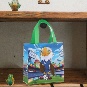 Football PP Woven <b>Tote</b> Bag Waterproof Cartoon Print Shoulder Handles with Souvenir Clothing Storage and <b>Travel</b> Daily Use - Product Image 3