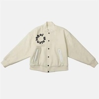 OEM personnalisé hiver 100% laine broderie polaire Varsity Bomber lettre veste pour hommes